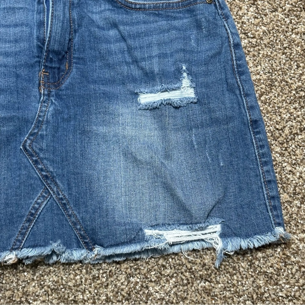 Wax Jean Blue Distressed Mini Skirt - Picture 4 of 13